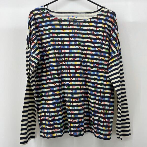J.CREW Tops - Michael De Feo J Crew Oversized Small Top Multicolor Wearable Art Blouse Striped